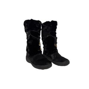 Oscar Apres Ski Fur Lined Winter Holiday Chic Tall Snow Cozy Boots Black 36 or 6
